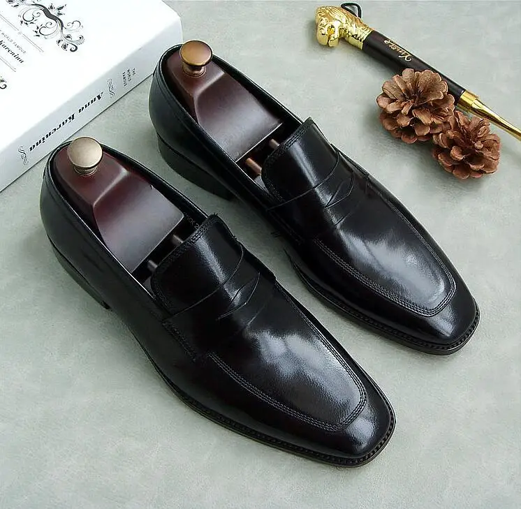 Genuine Leather Men's Dress Shoes Slip On Smart Casual Square Toes Luxury Flats Handmade Classical Black Red Wedding Shoes
Genuine Leather Men's Dress Shoes Slip On Smart Casual Square Toes Luxury Flats Handmade Classical Black Red Wedding Shoes