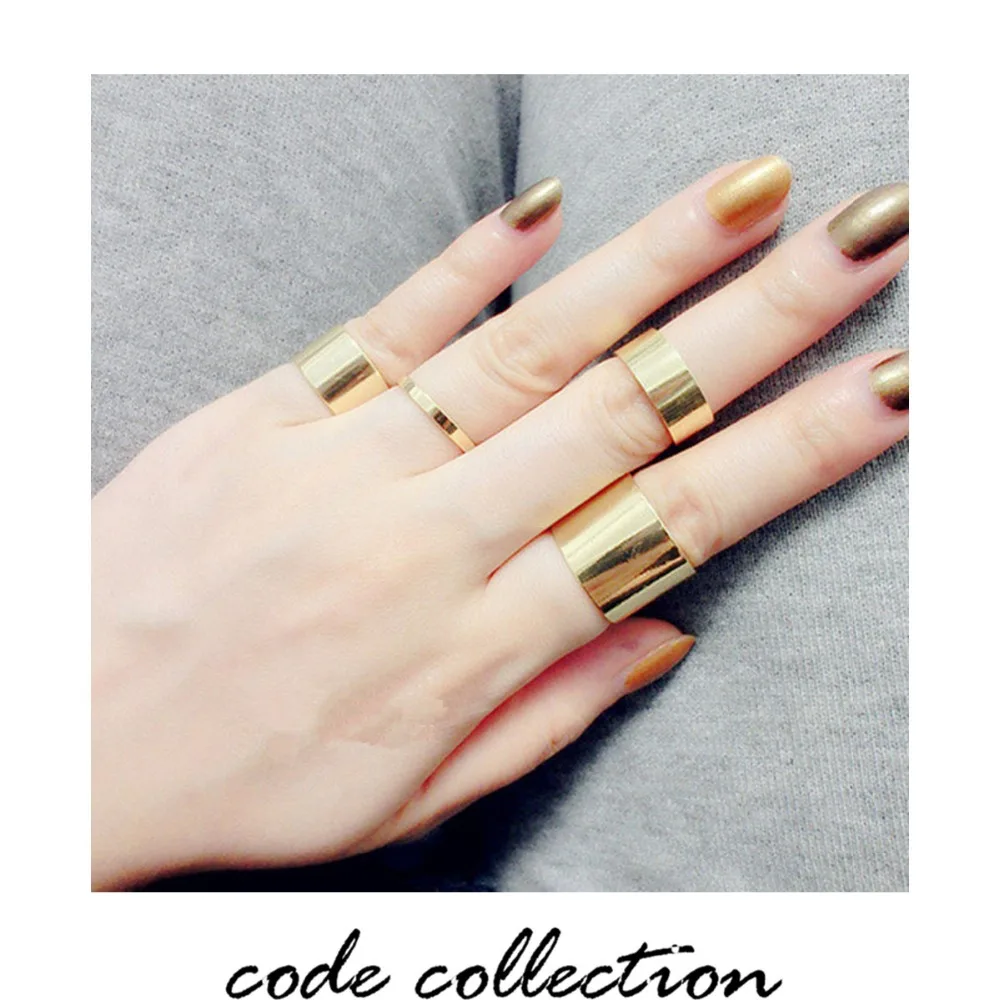 3pcs/set Fashion Exaggeration Adjustable Glossy Metal Ring For Women Men Girl Boy Jewelry Joint Tail Accessories Gift | Украшения и