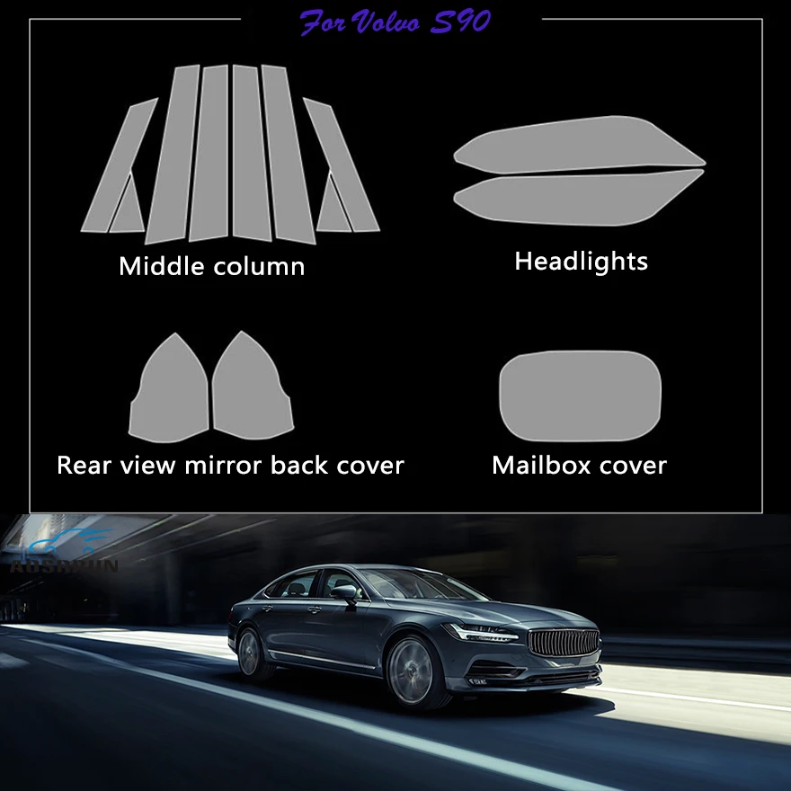 For Volvo S90 2017 2018 2019 TPU transparent protective film Middle column film External panel film Car Accessories
For Volvo S90 2017 2018 2019 TPU transparent protective film Middle column film External panel film Car Accessories