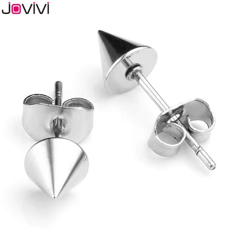 Серьги гвоздики Jovivi из нержавеющей стали с шипами черного и серебряного цвета