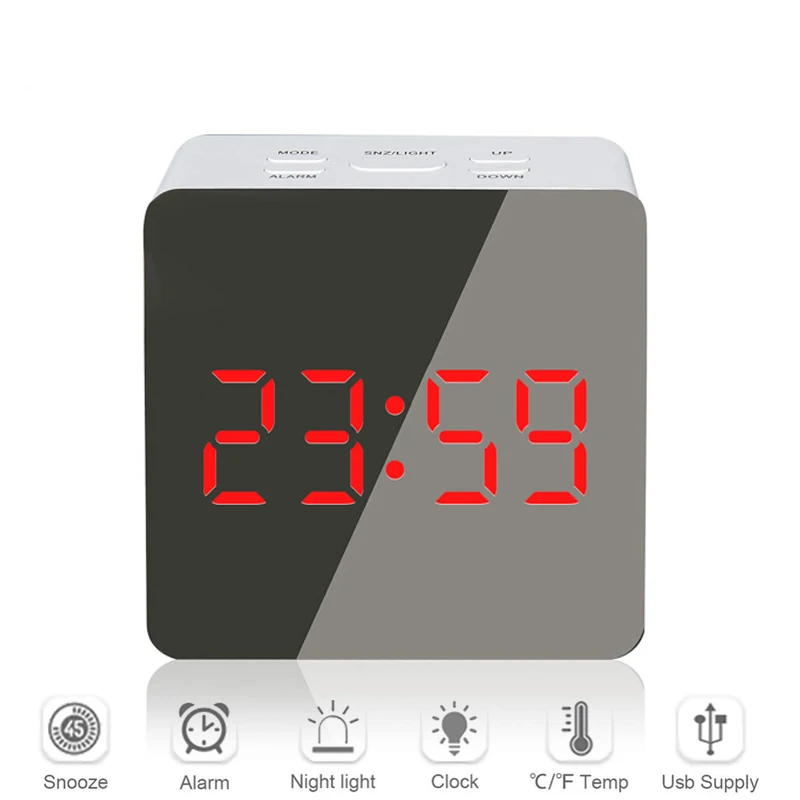 Digital Mirror LED Alarm Clock Night Lights Thermometer Wall Clock Lamp Square Rectangle Multi-function Desk Clocks
Digital Mirror LED Alarm Clock Night Lights Thermometer Wall Clock Lamp Square Rectangle Multi-function Desk Clocks