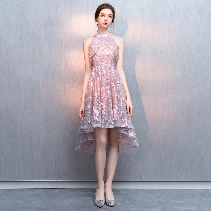 Robe De Soiree 2020 New Pink A Line High Neck Sleeveless Front Short Back Long Party Prom Lace Evening Dresses LF336
Robe De Soiree 2020 New Pink A Line High Neck Sleeveless Front Short Back Long Party Prom Lace Evening Dresses LF336