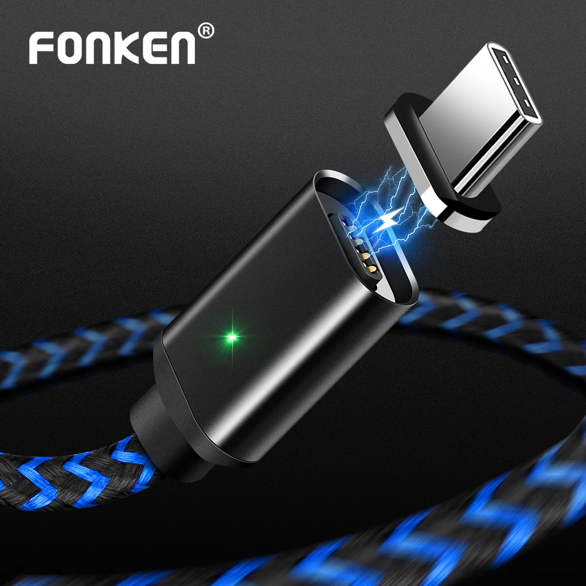 Магнитный кабель FONKEN USB Type C магнитный для телефона макс. 2 4 А быстрое зарядное