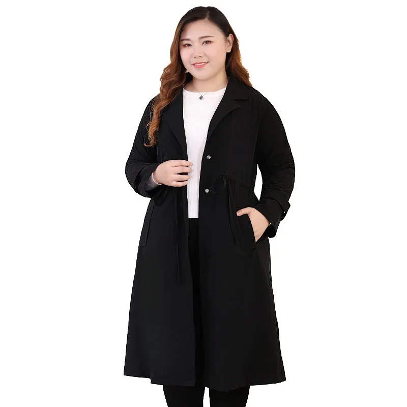 Женский Тренч с поясом размера плюс 4XL-10XL, весенне-осенняя черная ветровка с длинным рукавом, тонкий Тренч большого размера, 2019
Женский Тренч с поясом размера плюс 4XL-10XL, весенне-осенняя черная ветровка с длинным рукавом, тонкий Тренч большого размера, 2019
