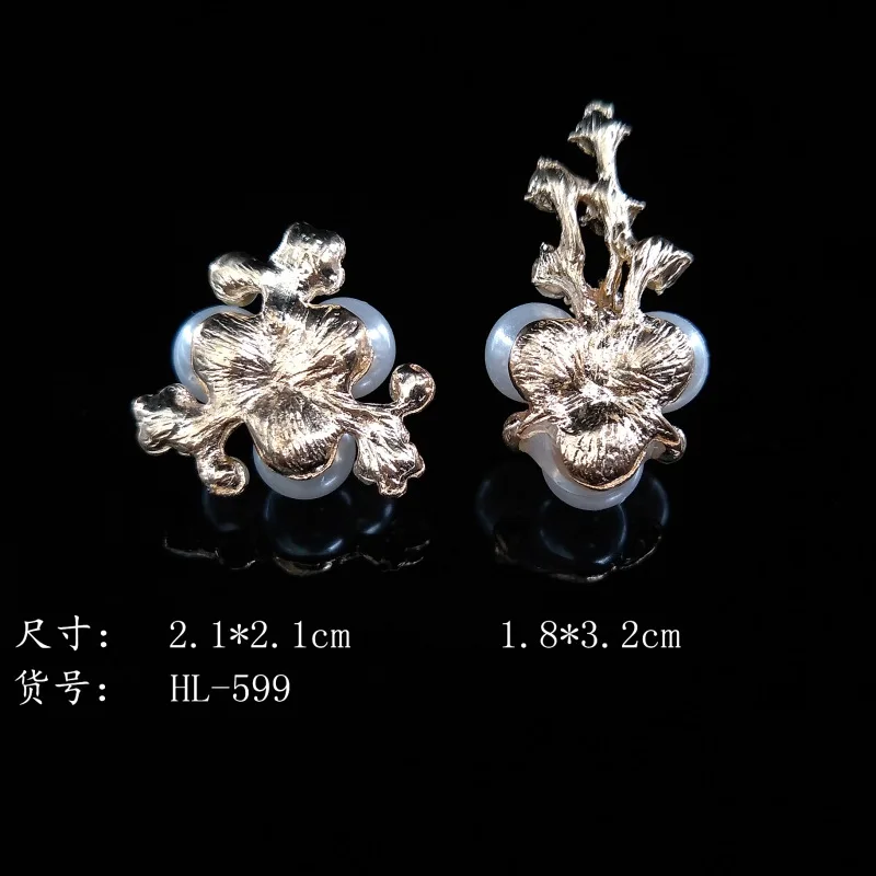 10pc Gold color Alloy Material Imitation Pearl Crystal Flower Charm crystal pendant for Wedding head DIY handmade Jewelry | Украшения и