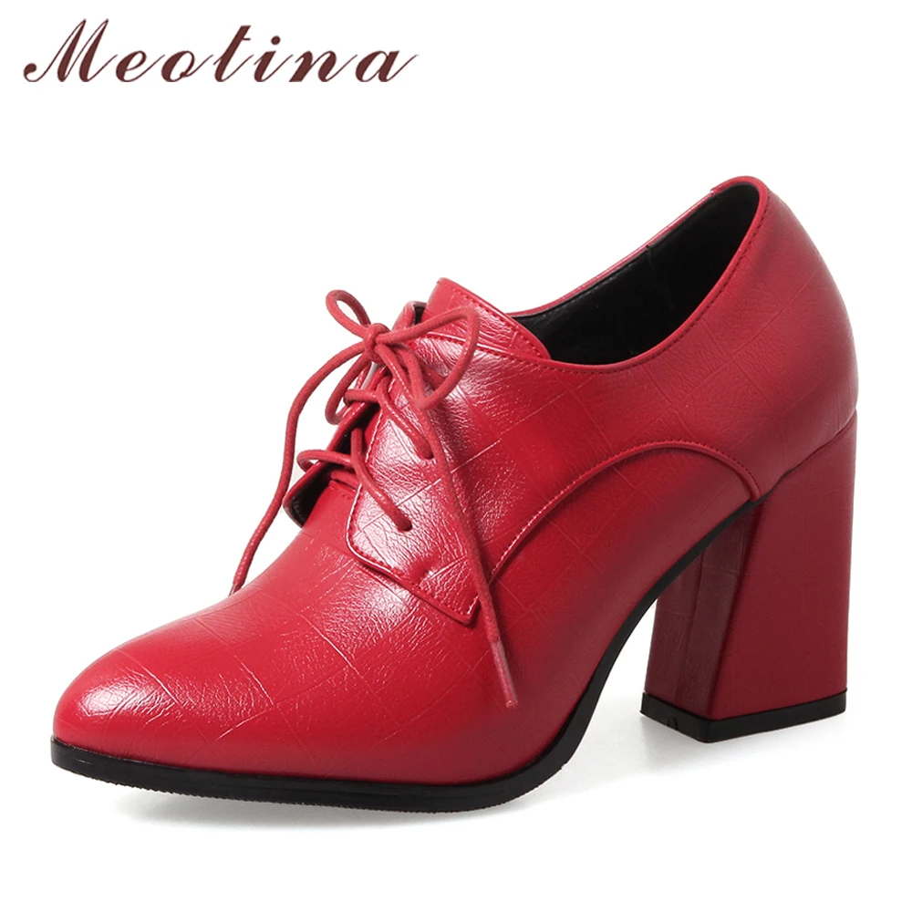 Meotina Shoes Women Pumps High Heels Pointed Toe Lace Up Ladies Shoes Spring Thick High Heel Dress Shoes Red Black Plus Size 43
Meotina Shoes Women Pumps High Heels Pointed Toe Lace Up Ladies Shoes Spring Thick High Heel Dress Shoes Red Black Plus Size 43