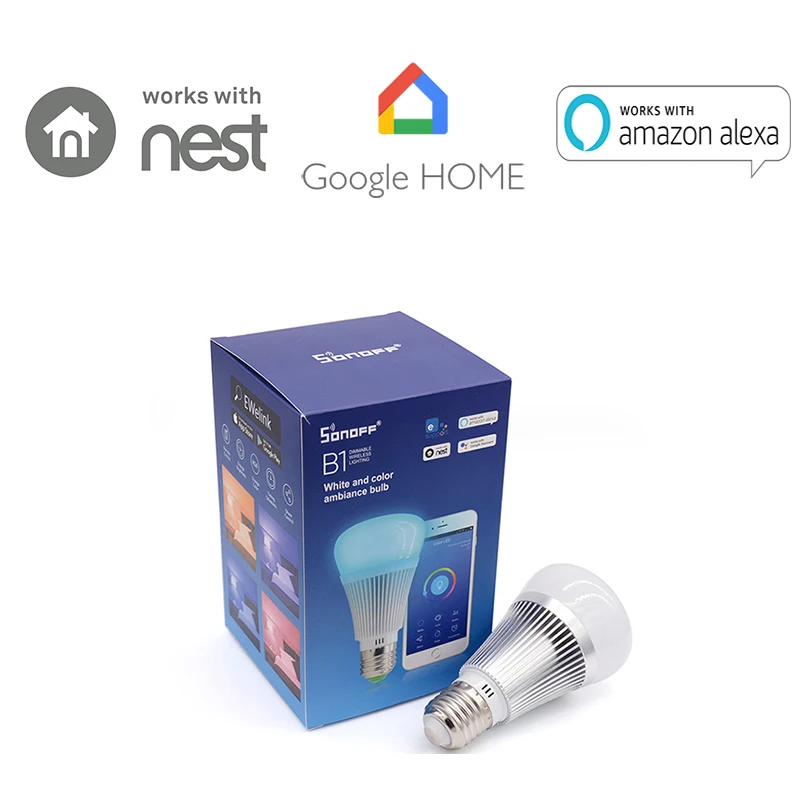 Sonoff B1 Smart Dimmable E27 LED Lamp RGB Color Light Timer Bulb Remote Turn ON/OFF Via IOS Android Phone Home Automation
Sonoff B1 Smart Dimmable E27 LED Lamp RGB Color Light Timer Bulb Remote Turn ON/OFF Via IOS Android Phone Home Automation