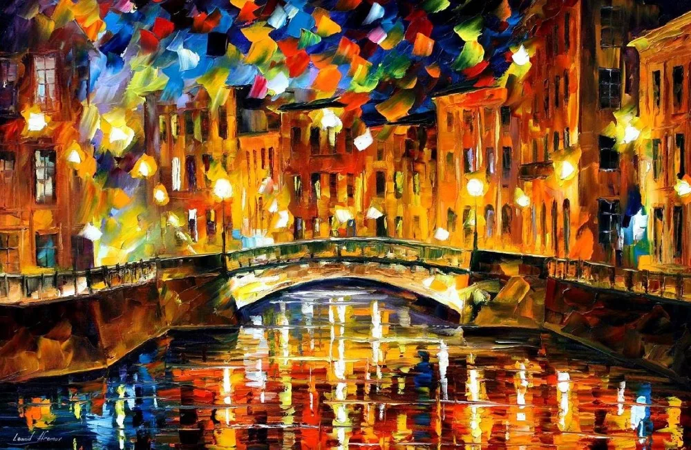 Modern oil paintings Canvas bridge over happiness street Petersburg knife Art impressionist landscape Hand painted Wall decor
Modern oil paintings Canvas bridge over happiness street Petersburg knife Art impressionist landscape Hand painted Wall decor