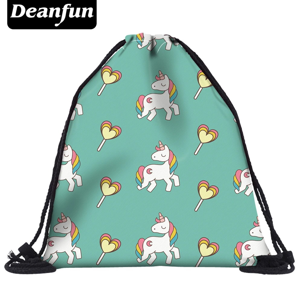 Сумка на шнурке Deanfun с 3D принтом в виде единорога Новый Модный женский рюкзак