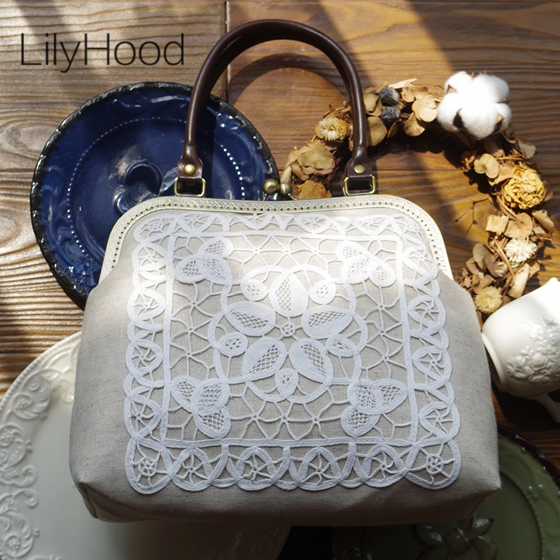 French Chic Crochet Lace Cover Top-handle Bag Women Shabby Chic Japenese Zakka Style Handbag Female Linen Handmade Messenger Bag
French Chic Crochet Lace Cover Top-handle Bag Women Shabby Chic Japenese Zakka Style Handbag Female Linen Handmade Messenger Bag