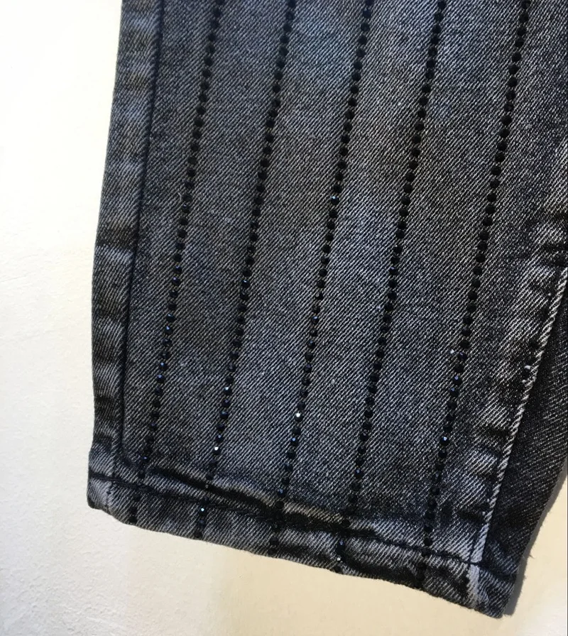 New Heavy Industry Vertical Strip Hot Drill High Waist Slim Straight Black Jeans Girls Pants
New Heavy Industry Vertical Strip Hot Drill High Waist Slim Straight Black Jeans Girls Pants