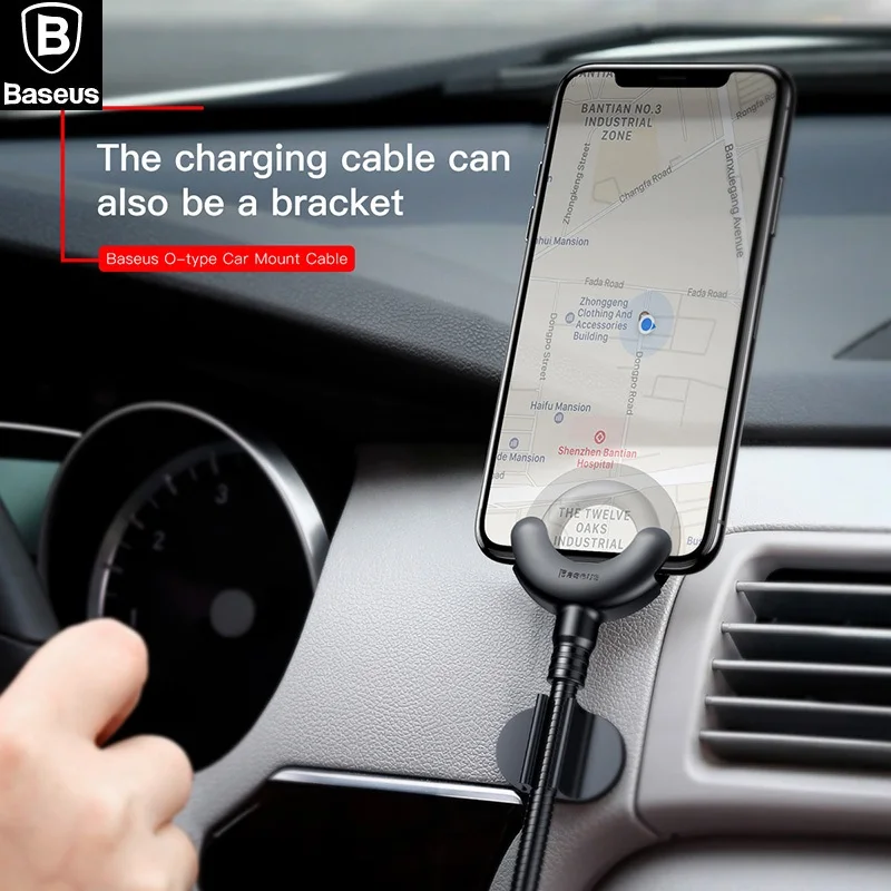BASEUS бренд O-type Автомобильный кабель 8 контактный для зарядки 2.1A iPad/iPhone X 7 кронштейн