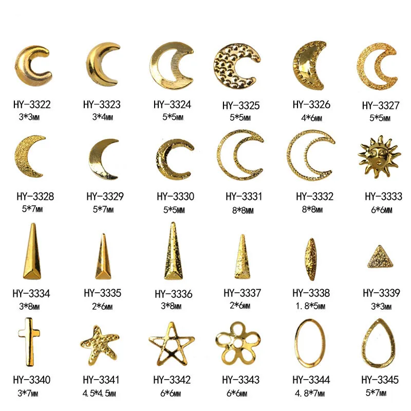 1000pcs/lot 3D Gold Nail Art Studs Cross Stars Moons Shapes DIY Metal Rivets Nail Art Decorations Nail Tools
1000pcs/lot 3D Gold Nail Art Studs Cross Stars Moons Shapes DIY Metal Rivets Nail Art Decorations Nail Tools