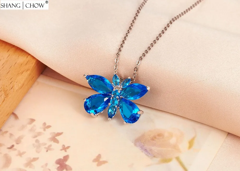 Trendy Fashion Jewelry Butterfly style Blue Crystal Stone 925 Sterling Silver Pendant for women cocktail prom P0417
Trendy Fashion Jewelry Butterfly style Blue Crystal Stone 925 Sterling Silver Pendant for women cocktail prom P0417