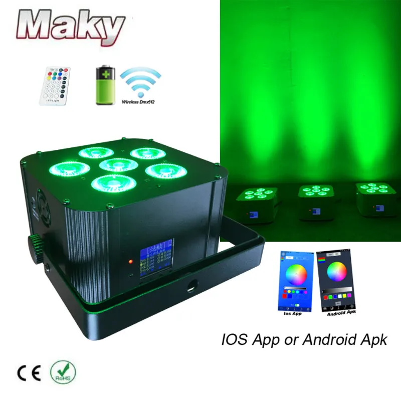 8 свет Quad par Может Батарея Беспроводное управление Wifi RGBWAUV светодиодный Свадебные