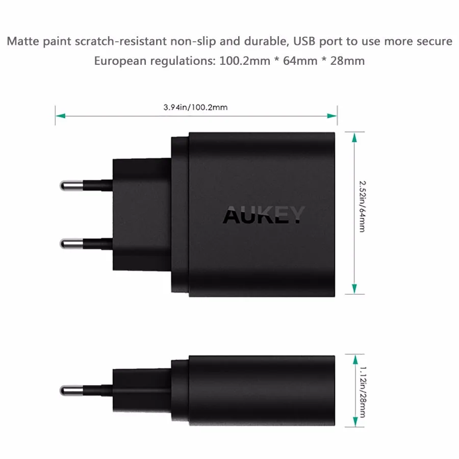 Aukey Quick Charge 3.0 Dual USB Путешествия Быстрый Зарядное устройство Универсальный для Samsung