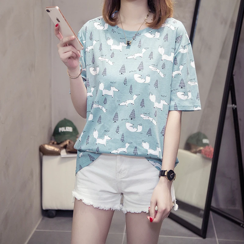 2019 new summer women's casual comfort cute home cotton print cartoon loose thin large size short-sleeved t-shirt
2019 new summer women's casual comfort cute home cotton print cartoon loose thin large size short-sleeved t-shirt