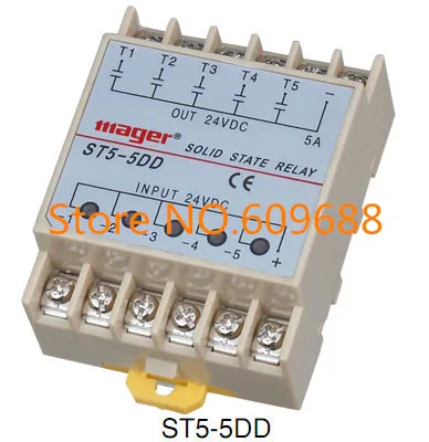 Mager Single phase DC solid state relay ST5-5DD five circuit output input 5A DC24V
Mager Single phase DC solid state relay ST5-5DD five circuit output input 5A DC24V