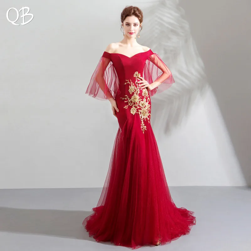 Wine Red Mermaid Sequins Tulle Lace Flowers Beaded Long Formal Sexy Evening Dresses Bride Banquet Party Prom Dress XS04
Wine Red Mermaid Sequins Tulle Lace Flowers Beaded Long Formal Sexy Evening Dresses Bride Banquet Party Prom Dress XS04
