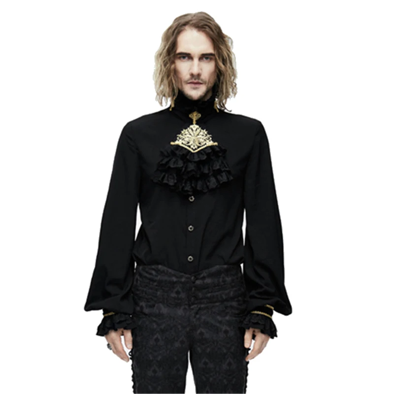 Gothic Men Chiffon Tie Shirt Blouses Punk Ruffle Stand-collar Tuxode Shirts Embossed Flouncing Long Sleeve Blouse Top
Gothic Men Chiffon Tie Shirt Blouses Punk Ruffle Stand-collar Tuxode Shirts Embossed Flouncing Long Sleeve Blouse Top