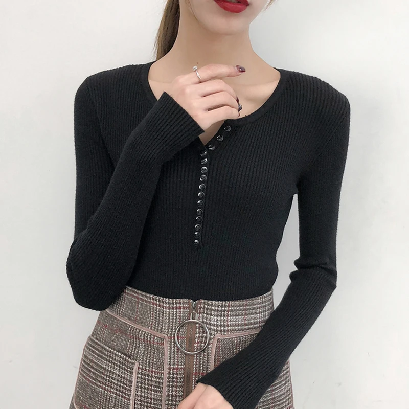 Shintimes 2020 Autumn Winter Button Sexy V Neck Sweater Women Basic Slim Knitted Women Sweaters Pullovers Jumper Ladies Sweater
Shintimes 2020 Autumn Winter Button Sexy V Neck Sweater Women Basic Slim Knitted Women Sweaters Pullovers Jumper Ladies Sweater