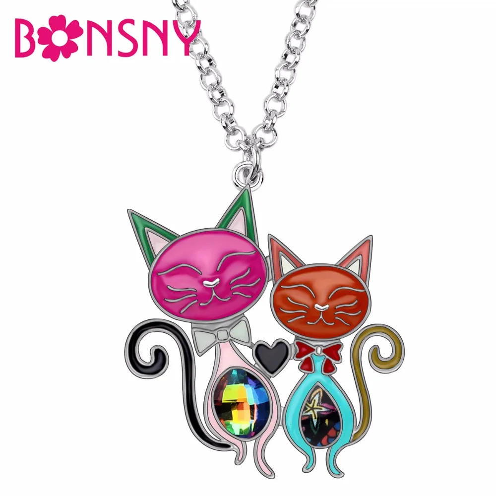 Bonsny Statement Enamel Alloy Rhinestone Double Cat Pendant Chain Choker Cute Animal Pet Jewelry Necklace For Women Girls Gift
Bonsny Statement Enamel Alloy Rhinestone Double Cat Pendant Chain Choker Cute Animal Pet Jewelry Necklace For Women Girls Gift