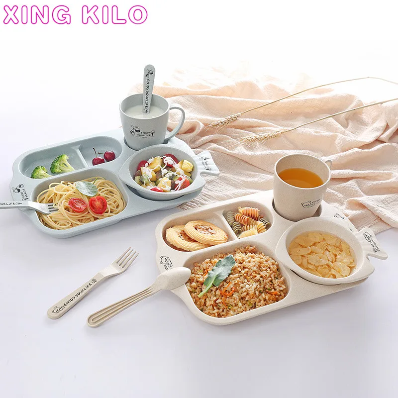 Wheat straw fiber student plate combination 6 pieces set divided students with water cup breakfast plate household dividers
Wheat straw fiber student plate combination 6 pieces set divided students with water cup breakfast plate household dividers