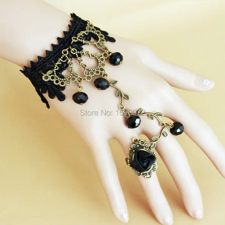 Gothic Chic Black Ribbon Rose Lace Woman Bracelet and Bangles Female Teenager Evening Ball Antique Bronze Leaf Hand Accessories
Gothic Chic Black Ribbon Rose Lace Woman Bracelet and Bangles Female Teenager Evening Ball Antique Bronze Leaf Hand Accessories