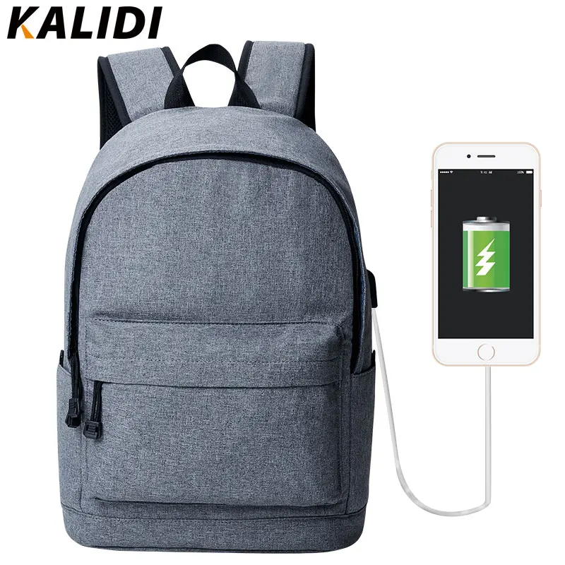 KALID 15 дюймов ноутбук мужские рюкзаки USB зарядное устройство холщовые для мини