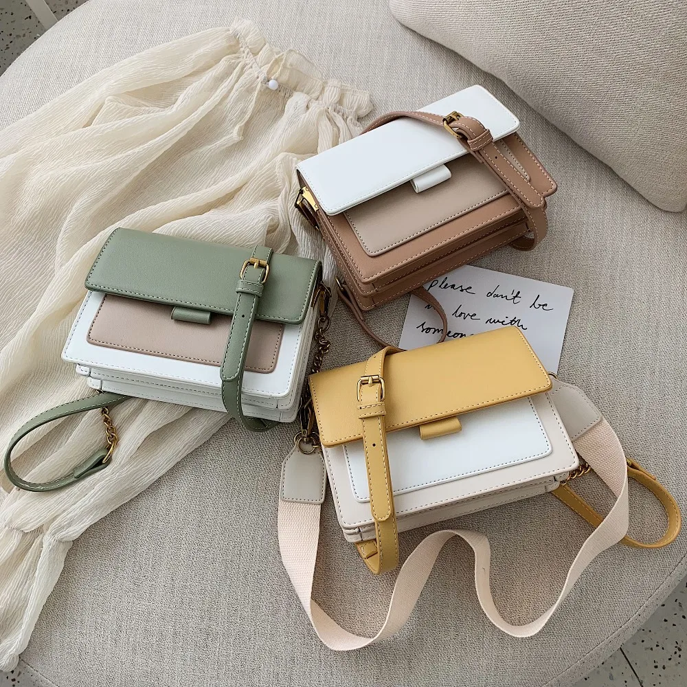 DAUNAVIA Leather Crossbody Bags For Women 2019 Green Chain Shoulder Messenger Bag Lady Travel Purses and Handbags Cross Body | Багаж и