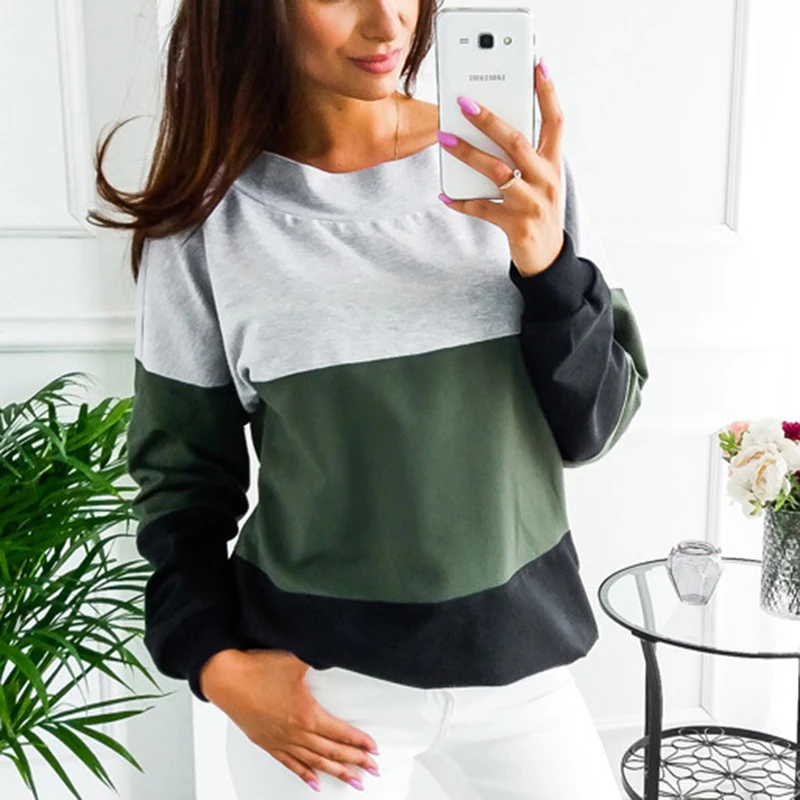 Autumn Female Pullovers Tops Sport Colors Patchwork Women O-Neck Sweatshirts Back Lace-up Long Sleeve Tennis T-Shirt 835616
Autumn Female Pullovers Tops Sport Colors Patchwork Women O-Neck Sweatshirts Back Lace-up Long Sleeve Tennis T-Shirt 835616