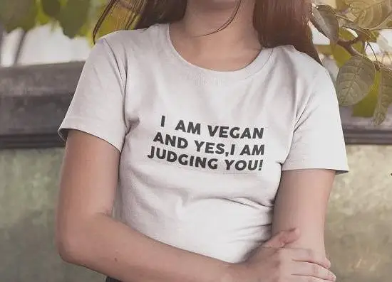 

I am vegan and yes i am judging you Women T shirt Cotton Casual Funny Shirt For Lady Top Tee Tumblr Hipster Drop Ship NEW-11