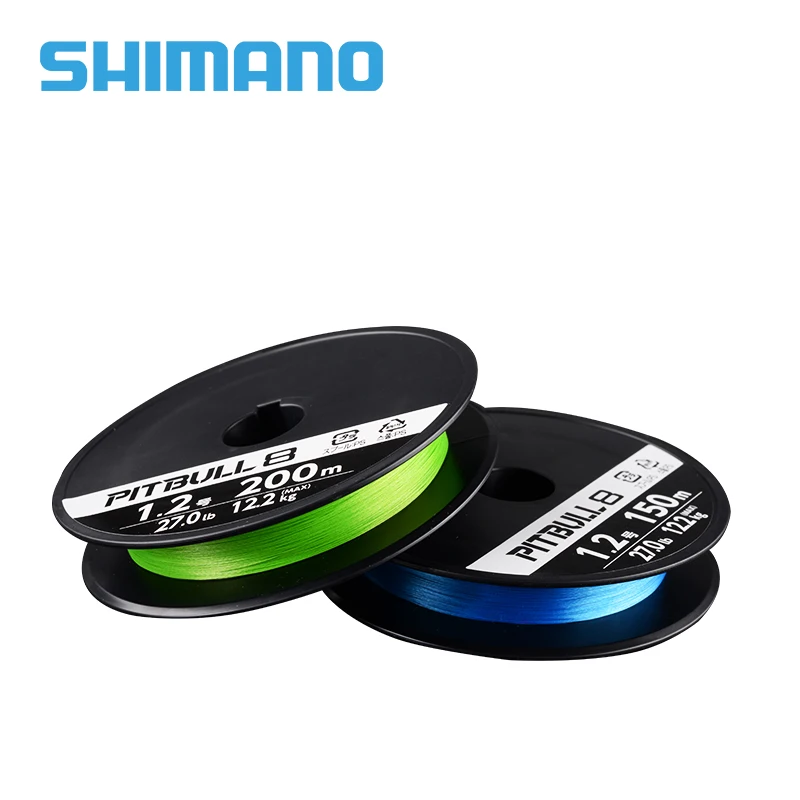 Плетеная рыболовная леска SHIMANO PITBULL X8 100% оригинал PE 150 м 200 зеленый/синий цвет 0 6 #0 8