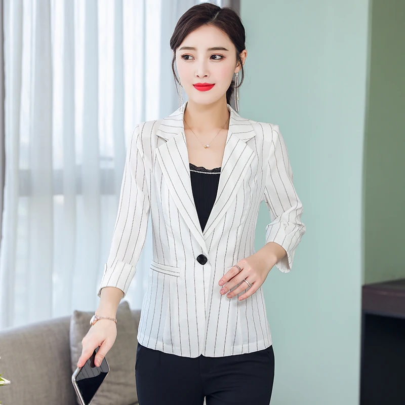 2019 New Striped Women and Jackets Female Slim Coat Spring Summer Black White feminino Work Wear Suit Femme Plus Size
2019 New Striped Women and Jackets Female Slim Coat Spring Summer Black White feminino Work Wear Suit Femme Plus Size