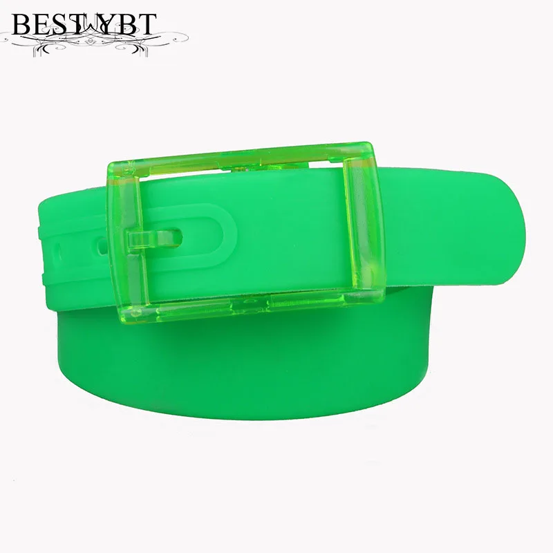 Best YBT Women Silica Gel belt Plastic Pin Buckle Belt New Prevent Allergy Fashion Candy Color Without Metal Decoration | Аксессуары для