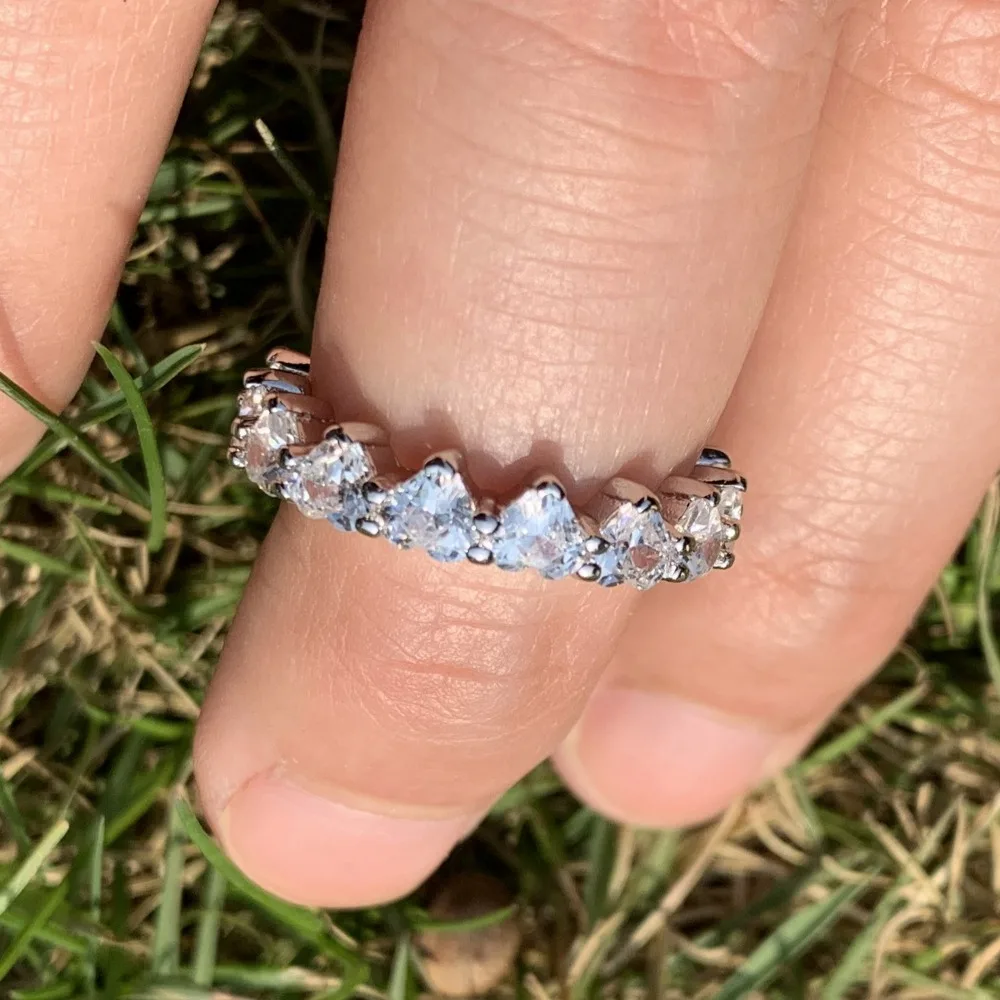 Rulalei Brand New Luxury Jewelry 925 Sterling Silver Heart Shape White Clear Cute 5A CZ Eternity Women Wedding Band Ring Gift
Rulalei Brand New Luxury Jewelry 925 Sterling Silver Heart Shape White Clear Cute 5A CZ Eternity Women Wedding Band Ring Gift