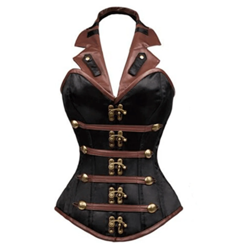 Brown Halter Steel Bone Steampunk Leather Corset with Thong waist women corsets sexy corset and bustier woman sexy shaper
Brown Halter Steel Bone Steampunk Leather Corset with Thong waist women corsets sexy corset and bustier woman sexy shaper
