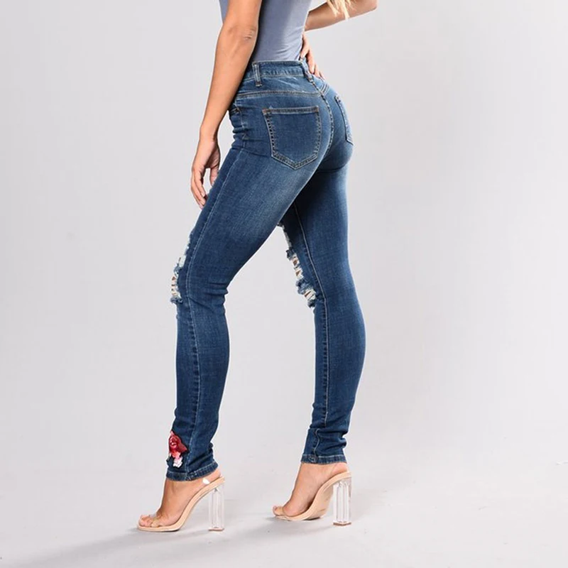 Women Stretch High Waist Skinny Embroidery Jeans Without Ripped Woman Floral Holes Denim Pants Trousers Women Jeans Pencil Pants
Women Stretch High Waist Skinny Embroidery Jeans Without Ripped Woman Floral Holes Denim Pants Trousers Women Jeans Pencil Pants