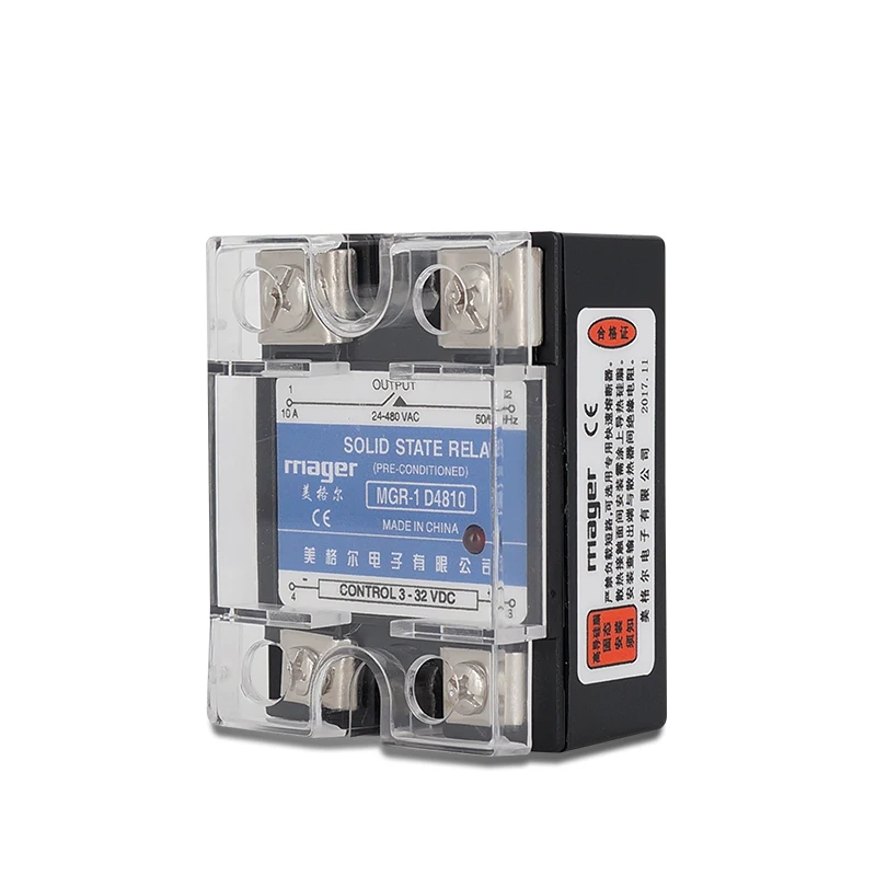 10A/25A Single phase solid state relay SSR-10DA/25DA MGR-1 D4810/D4825 DC control AC 3-32VDC TO 24-480VAC With Protective Covers
10A/25A Single phase solid state relay SSR-10DA/25DA MGR-1 D4810/D4825 DC control AC 3-32VDC TO 24-480VAC With Protective Covers