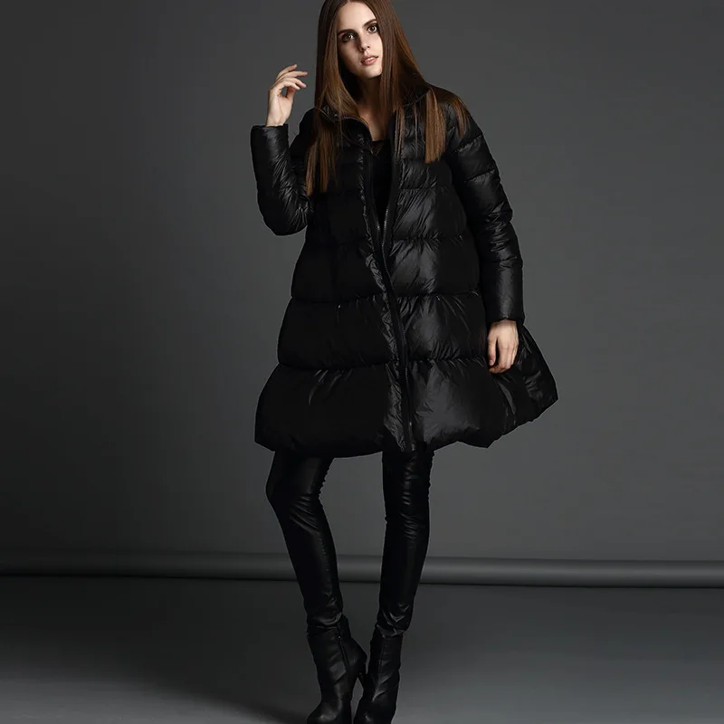 Loose fit A line down coat outerwear women stand collar big swing oversize solid black white duck down jacket 2019 autumn winter
Loose fit A line down coat outerwear women stand collar big swing oversize solid black white duck down jacket 2019 autumn winter