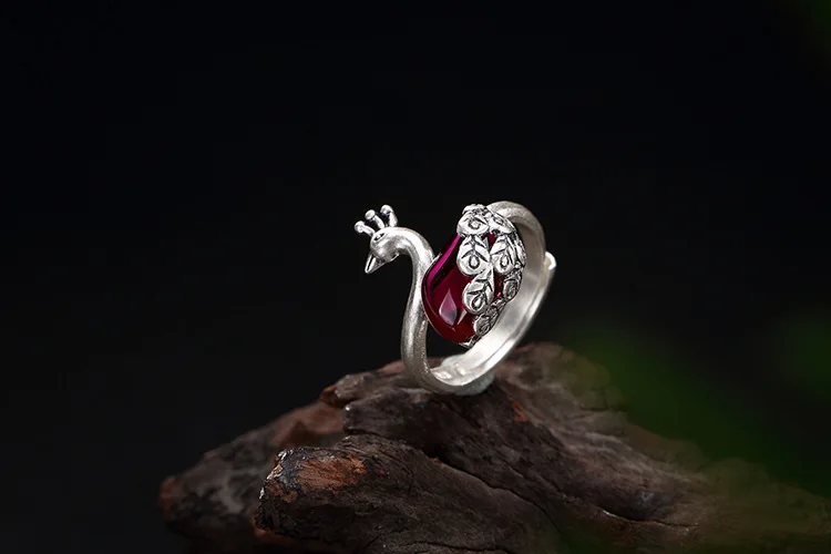 KJJEAXCMY Boutique jewelry S990 pure silver pearly peacock inlaid with jade, pomegranate red corundum lady's high-end opening ri
KJJEAXCMY Boutique jewelry S990 pure silver pearly peacock inlaid with jade, pomegranate red corundum lady's high-end opening ri