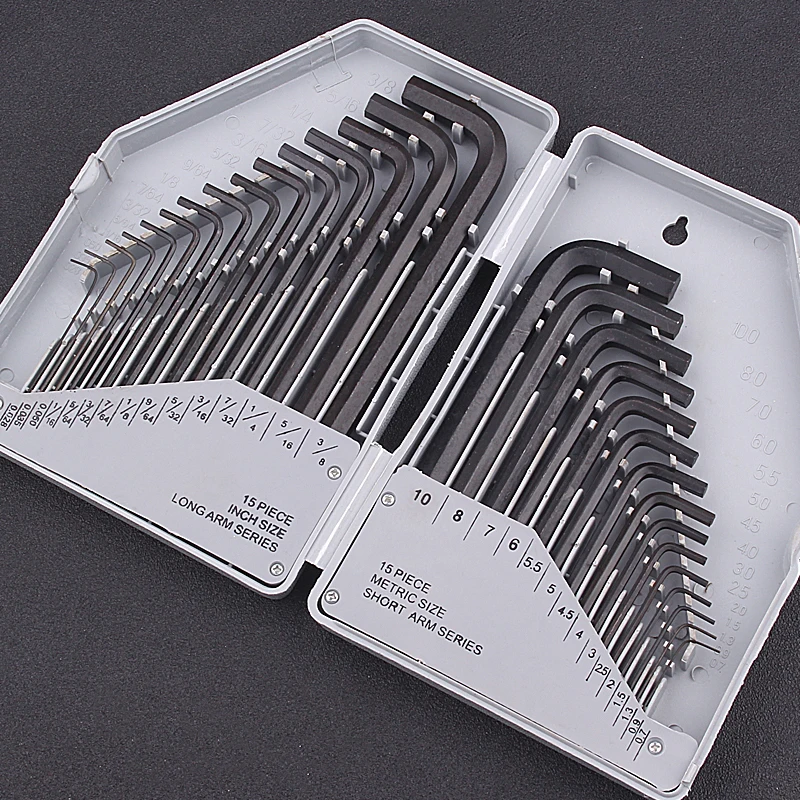 Allen Hex Wrench 30pc/Set METRIC & SAE Standard Short Long Arm Auto Repair Hand Tools Set For Home Car Bicycle
Allen Hex Wrench 30pc/Set METRIC & SAE Standard Short Long Arm Auto Repair Hand Tools Set For Home Car Bicycle