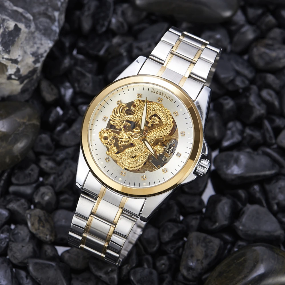 China Dragon Gold Men Watches Business Automatic machinery Watch top Brand Diamond Stainless steel Wristwatch Relogio Masculino
China Dragon Gold Men Watches Business Automatic machinery Watch top Brand Diamond Stainless steel Wristwatch Relogio Masculino