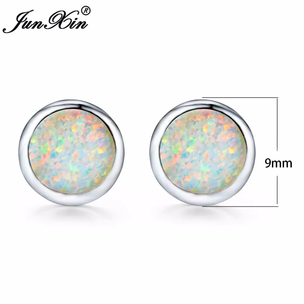 JUNXIN Fashion Female Small Round Stud Earrings Blue/White Fire Opal Earrings For Women
JUNXIN Fashion Female Small Round Stud Earrings Blue/White Fire Opal Earrings For Women
