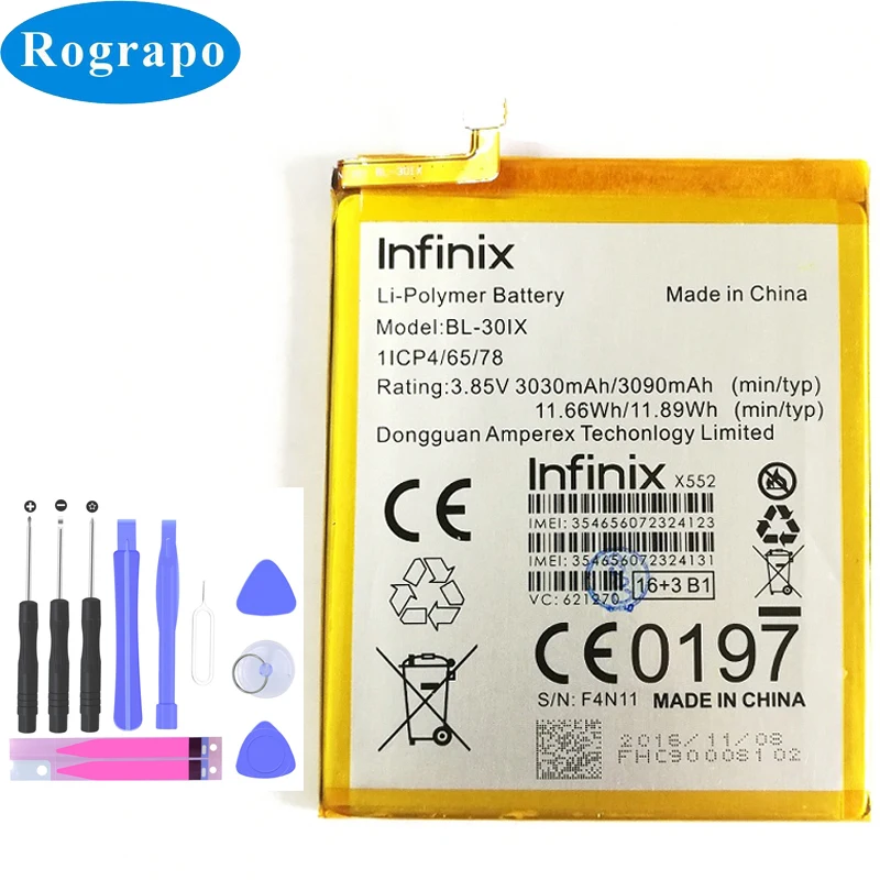 3.85V 3090mAh BL-30iX Replacement Battery For Infinix Zero 3 X552 BL30iX Baterij Batterie Batteria Cell Phone Batteries
3.85V 3090mAh BL-30iX Replacement Battery For Infinix Zero 3 X552 BL30iX Baterij Batterie Batteria Cell Phone Batteries