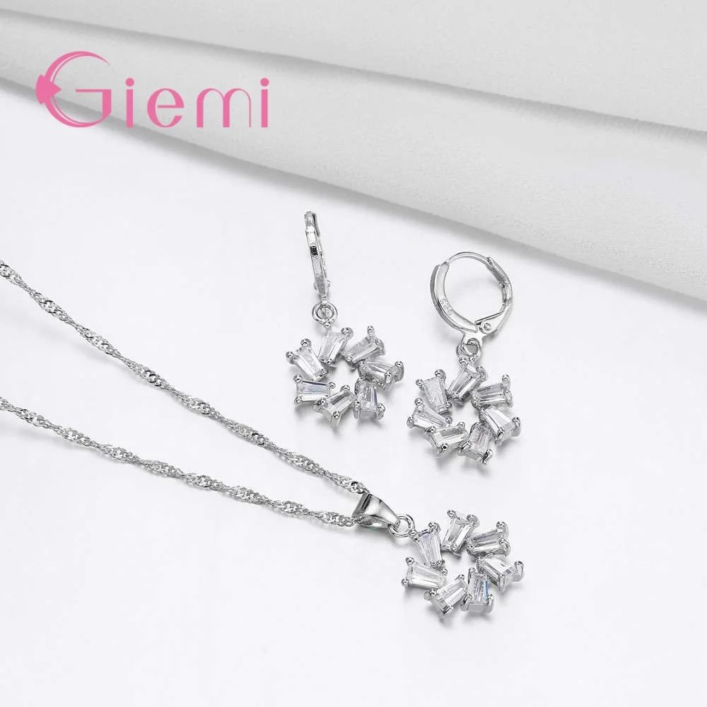 New Fashion Cubic Zirconia Girl Jewelry Sets 925 Sterling Silver Necklace Pendant Lady Earring Sets For Engagement Party
New Fashion Cubic Zirconia Girl Jewelry Sets 925 Sterling Silver Necklace Pendant Lady Earring Sets For Engagement Party
