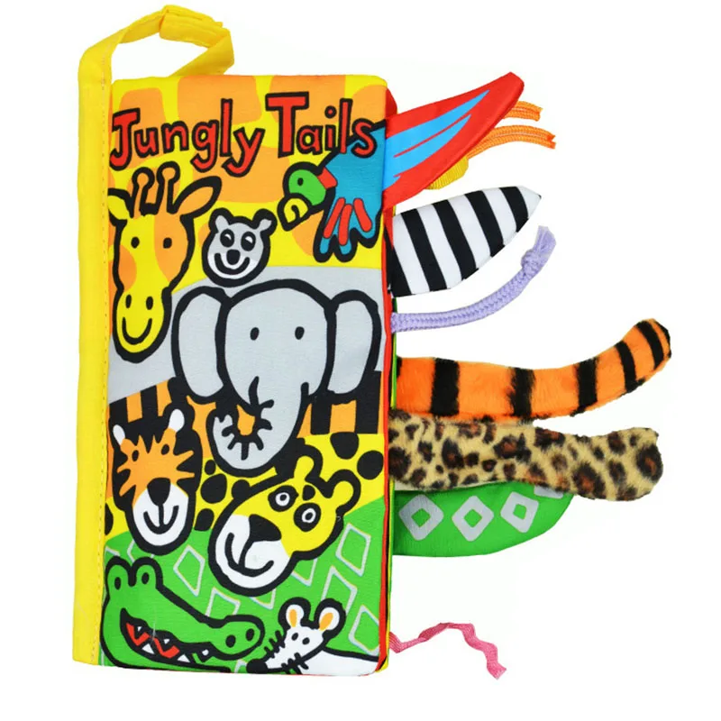 Rosiky Baby animals tails soft cloth book Baby Early Learning soft books Baby Cognitive Early educational toys