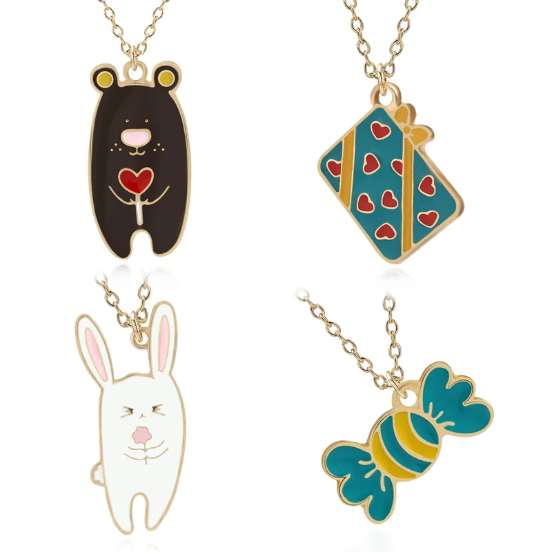 Cartoon Bear Rabbit Candy Chocolate Pendant Necklaces Enamel Cute Animal Heart Necklace For Kids Jewelry Children's Day Gift
Cartoon Bear Rabbit Candy Chocolate Pendant Necklaces Enamel Cute Animal Heart Necklace For Kids Jewelry Children's Day Gift