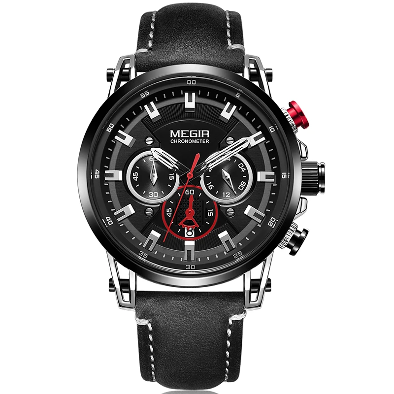 

MEGIR Top Brand Luxury Fashion Leather Strap Quartz Men Watches Casual Date Business Male Wristwatches Clock Montre Homme