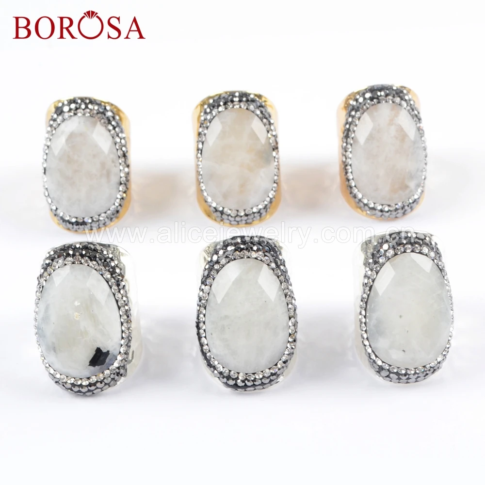 BOROSA 6PCS Gold Plated / Silver Color Natural White Stone Faceted Rings Crystal Paved Black Zircons Fashion Jewelry for Women
BOROSA 6PCS Gold Plated / Silver Color Natural White Stone Faceted Rings Crystal Paved Black Zircons Fashion Jewelry for Women